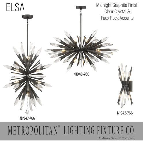 Elsa 12 Light 26.25 inch Midnight Graphite Pendant Ceiling Light